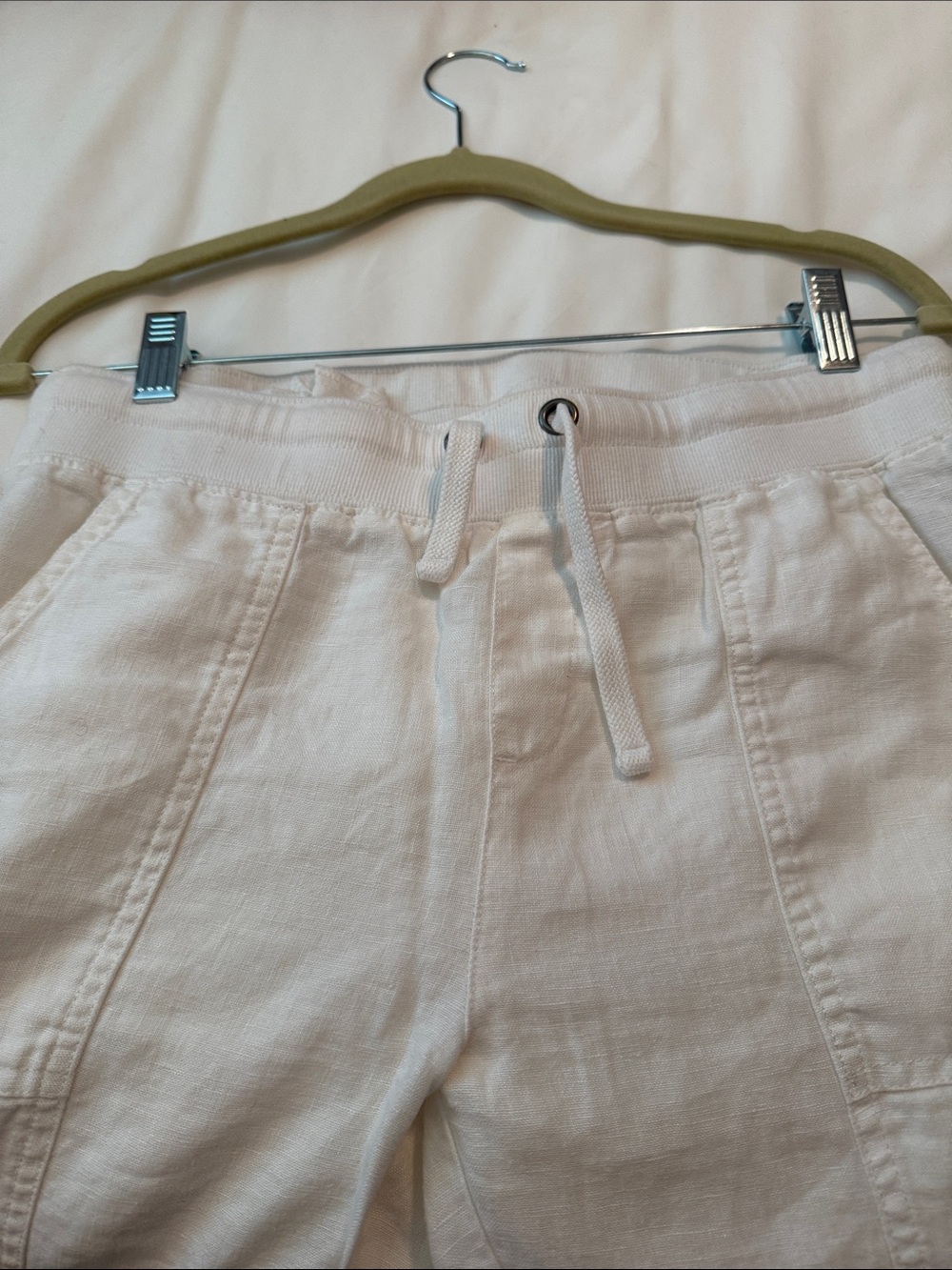 Athleta White Linen Women's Drawstring Cargo Joggers - 8 - Picture 3 of 3